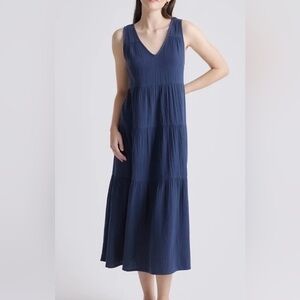 Quince 100% Organic Cotton Gauze Tiered Maxi Dress